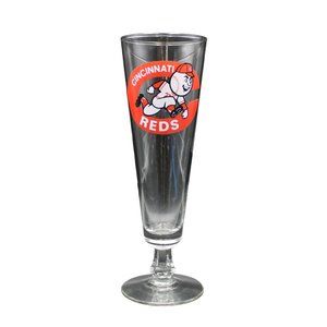 Cincinnati Reds Logo 90 Libby 6425 Footed 10oz Pilsner Beer Bar Glass Breweriana